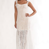 Noraya Lace Overlay Maxi Dress White