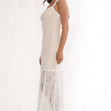 Noraya Lace Overlay Maxi Dress White