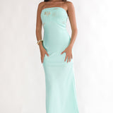 At Dusk Beaded Bust Strapless Maxi Dress Blue