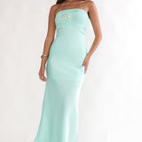 At Dusk Beaded Bust Strapless Maxi Dress Blue