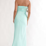 At Dusk Beaded Bust Strapless Maxi Dress Blue