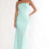 At Dusk Beaded Bust Strapless Maxi Dress Blue