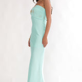 At Dusk Beaded Bust Strapless Maxi Dress Blue