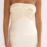 At Dusk Beaded Bust Strapless Maxi Dress Oyster