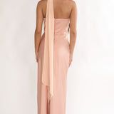Merisalyn Strapless Scarf Maxi Dress Apricot