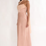 Merisalyn Strapless Scarf Maxi Dress Apricot