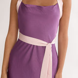 Elanah Waist Tie Halter Maxi Dress Grape