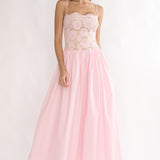 She's A Lady Lace Bodice Maxi Dress Pink