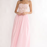 She's A Lady Lace Bodice Maxi Dress Pink