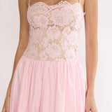 She's A Lady Lace Bodice Maxi Dress Pink