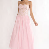 She's A Lady Lace Bodice Maxi Dress Pink