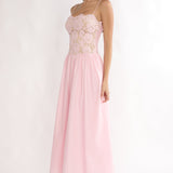 She's A Lady Lace Bodice Maxi Dress Pink