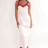 Delyse Rosette Trim Maxi Dress Pink