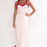 Delyse Rosette Trim Maxi Dress Pink