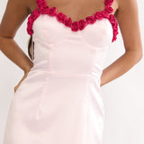 Delyse Rosette Trim Maxi Dress Pink