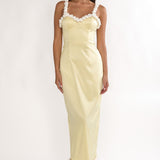 Delyse Rosette Trim Maxi Dress Yellow
