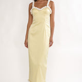 Delyse Rosette Trim Maxi Dress Yellow