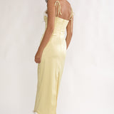 Delyse Rosette Trim Maxi Dress Yellow