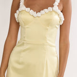 Delyse Rosette Trim Maxi Dress Yellow