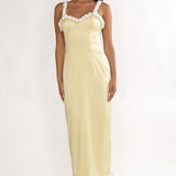 Delyse Rosette Trim Maxi Dress Yellow