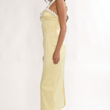 Delyse Rosette Trim Maxi Dress Yellow