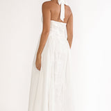 Talirosa Embroidered Halterneck Maxi Dress White