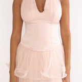 Ellery Halterneck Layered Hem Mini Dress Pink