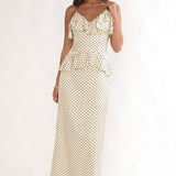Tahlie Ruffle Trim Maxi Dress Polka Dot Butter