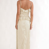 Tahlie Ruffle Trim Maxi Dress Polka Dot Butter