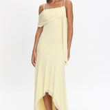 Millitah Asymmetric Hem Mesh Maxi Dress Butter