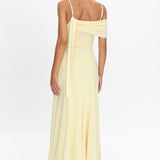 Millitah Asymmetric Hem Mesh Maxi Dress Butter