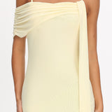 Millitah Asymmetric Hem Mesh Maxi Dress Butter