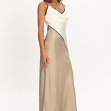 Amarante Cowl Bust Maxi Dress Contrast Oyster