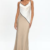 Amarante Cowl Bust Maxi Dress Contrast Oyster