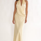 Jelina Draped Halter Maxi Dress Butter