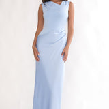 Brinelle Side Pleat Maxi Dress Blue