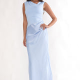 Brinelle Side Pleat Maxi Dress Blue