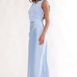 Brinelle Side Pleat Maxi Dress Blue