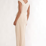 Brinelle Side Pleat Maxi Dress Ecru