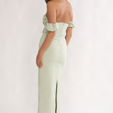 Maelis Off-Shoulder Puff Sleeve Maxi Dress Sage