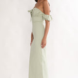 Maelis Off-Shoulder Puff Sleeve Maxi Dress Sage