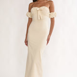 Maelis Off-Shoulder Puff Sleeve Maxi Dress Vanilla