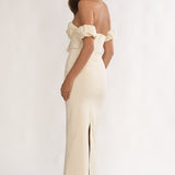 Maelis Off-Shoulder Puff Sleeve Maxi Dress Vanilla
