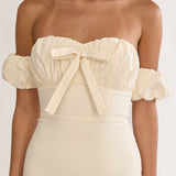 Maelis Off-Shoulder Puff Sleeve Maxi Dress Vanilla