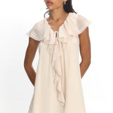 Zeeta Frill Neckline Mini Dress Off White
