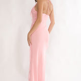 Collins Halter Ruffle Trim Maxi Dress Pink