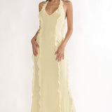 Collins Halter Ruffle Trim Maxi Dress Butter