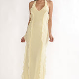 Collins Halter Ruffle Trim Maxi Dress Butter