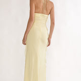 Collins Halter Ruffle Trim Maxi Dress Butter