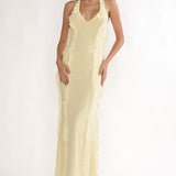 Collins Halter Ruffle Trim Maxi Dress Butter